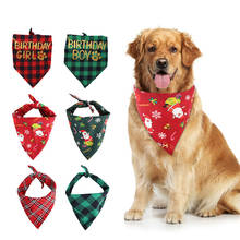 Pañuelos para perro y gato, pañuelos de algodón lavables a cuadros para Navidad, Halloween, con lazo, accesorios de Navidad 2024 - compra barato