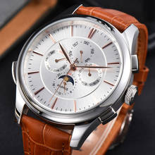Parnis-reloj mecánico automático para hombre, pulsera multifunción con indicador de fecha y semana, esfera blanca, 44mm 2024 - compra barato