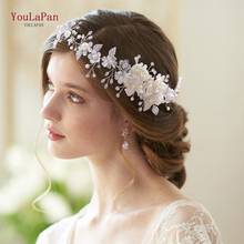 YouLaPan HP275 Ribbon Flowers Wedding Hair Accessories Alloy Leaf Bridal Headband Elegant Floral Crown for Bride Headdress Party 2024 - buy cheap