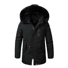 Novo casaco de pele quente longo grosso de algodão casual parkas casaco masculino marca bolsos 2024 - compre barato