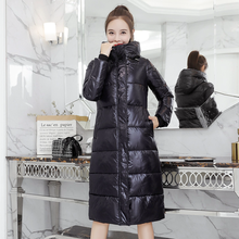 2020 Fashion Winte Jacket Women Warm Parka Outerwear Female Office Lady Coat Long Slim Stand Collar Glossy Down Parka a025 2024 - buy cheap