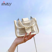 Clear PVC Jelly Bag Wave Net Women Summer Korean Chain Transparent Pearl Handle Messenger Bag Fashion Ladies Shoulder Bag Q4 2024 - buy cheap