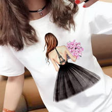 Novo harajuku bonito senhora imagens impressas camisetas femininas casual magro branco camiseta de manga curta topos moda streetwear tshirt 2024 - compre barato