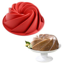 Molde do bolo de silicone 3d grande forma espiral do redemoinho molde do bolo pan ferramentas de cozimento da cozinha para o bakeware de cozimento da padaria do bolo 24x9cm moldes 2024 - compre barato