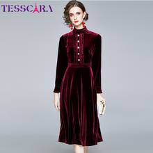 TESSCARA Women Autumn & Winter Elegant Velvet Dress Festa High Quality Long Vintage Office Party Robe Femme Designer Vestidos 2024 - buy cheap