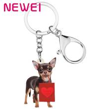 NEWEI Acrylic Valentine's Day Gift Bag Chihuahua Dog Key Chains Rings Bag Car Purse Decoration Keychain For Women Girl Teen Gift 2024 - buy cheap