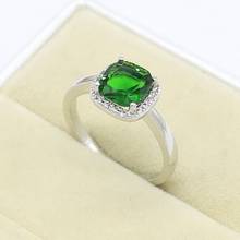 Square Green Blue Semi-precious Silver Color Ring for Women Classic Jewelry Birthday Gift 2024 - buy cheap