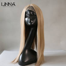 LINNA Synthetic Lace Wigs For Women Long Straight Brown Blonde  Cosplay Wigs 26 Inch Swiss Lace Hair High Temperature Fiber Wig 2024 - buy cheap