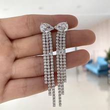 Brinco de luxo totalmente de alto carbono, pingente de diamante, para mulheres, casamento, noivado, para moças, prata esterlina 925 2024 - compre barato