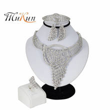 MUKUN 2019 African Wedding Jewelry Sets Women Fashion Bridal Dubai Crystal Necklace Bracelet Ring Earrings Sets Jewelry 2024 - buy cheap