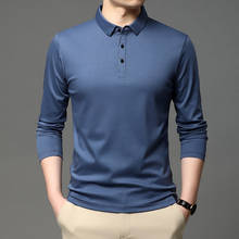 Polo de algodón mercerizado para hombre, camisa de manga larga, deportiva, suave, de Golf, color negro, informal, sólido, 100%, otoño e invierno, 2021 2024 - compra barato