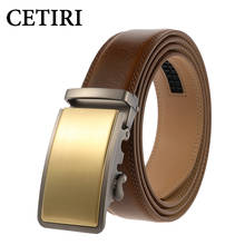 CETIRI 3.5cm Width High Qulity Real Genuine Leather Belts with Silver Gold Automatic Buckle Cinturon Hombre 2024 - buy cheap