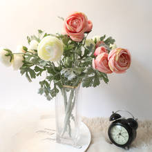 Искусственный цветок, Флокированный Лотос, 5 головок, украшение для свадебного букета, дома, декора, искусственные цветы лотоса, гирлянда 2024 - купить недорого