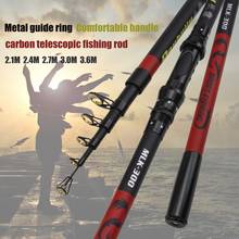 2.1m-3.6m Carbon Fiber carp Spinning Rod Portable telescopic sea fishing rod fish Tackle ceramics Guide Rings Long shot pole 2024 - buy cheap