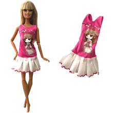 Nk 1 peça saia de boneca feita à mão, roupa casual diária, vestido rosa com estampa fofa para boneca barbie 272l dz 2024 - compre barato
