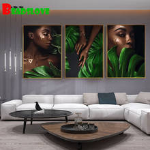 Triptych Diamond Painting Full Square Round Diamond Embroidery Modern Nude Girl with Leaf Black Women Lip DIY Diamond Mosaic 2024 - buy cheap