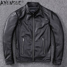 AYUNSUE Autumn Jacket Genuine Cowhide Leather Jackets for Men Clothing Stand-up Collar Coat Short Clothes Ropa Hombre LXR1048 2024 - buy cheap