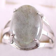 1Pcs Color Jewelry Gift Adjustable Ring For Women Natural Stone Oval CAB Cabochon Bead Gray Labradorite Finger Ring Z161 2024 - buy cheap