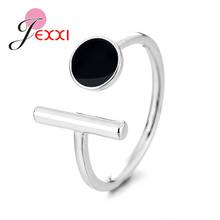 100% 925 Sterling Silver Trendy Black Zircon Geometric Elements Female Finger Rings For Women Sterling Silver Jewelry Anel 2024 - buy cheap