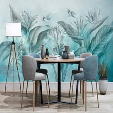 milofi custom large wallpaper mural 3D minimalist hand painted blue tropical plant background wallpaper mural 2024 - buy cheap