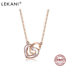 Lekani colar feminino de prata esterlina 925, pingente em formato de coração redondo para amigos, joia fina para presente de aniversário 2024 - compre barato