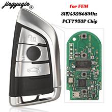 Jingyuqin 3 botões para bmw fem cas4 5 7 series x5 x6 2014-2016 fob 434/315/ 868mhz pcf7953p chip substituição remota chave do carro 2024 - compre barato