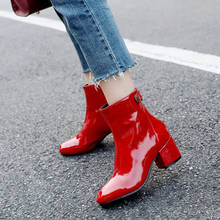 Fashion Women Ankle Boots zip Square Toe High Heels 2020 new Spring Autumn Women Chelsea boots Booties botas mujer 32 33 40 43 2024 - buy cheap