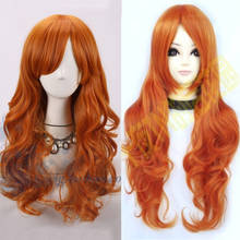 60cm ondulado longo vermelho laranja e 80cm longo ouro laranja mara jade cosplay peruca + peruca livre 2024 - compre barato