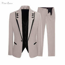 Ternos masculinos finos lapela veludo, calça e jaqueta estilo colete 3 peças 2024 - compre barato