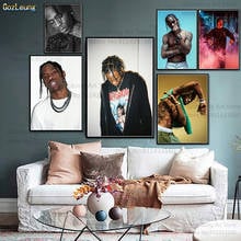 Travis scott arte da parede imagem de música rapper estrela quente cartaz pintura da lona cartazes e impressões para sala estar decoração casa 2024 - compre barato