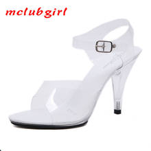Mclubgirl sapatos de salto muito alto 10cm, sandálias transparentes para mulheres, vestidos de casamento para meninas, novo lfd, 2020 2024 - compre barato