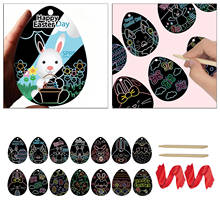 14 Pcs ing Scratch Art Rainbow Paper Easter Egg Sketch Pads for Kid's 2024 - buy cheap