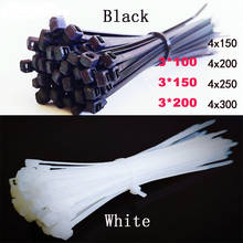 Пластиковые нейлоновые кабельные стяжки на молнии, самоблокирующиеся кабельные стяжки, 100 шт., черно-белые кабельные стяжки, зажимы для галстука-органайзера, кабель для крепления 2024 - купить недорого