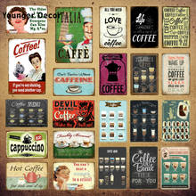 Amor café menu sinais do vintage placa de metal chá adesivos de parede para cozinha quarto bar cafe shop decoração retro pintura cartaz YI-115 2024 - compre barato