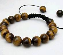 Free Shipping Men's Shamballa bracelet all 10mm TIGER EYE STONE beads 2024 - buy cheap