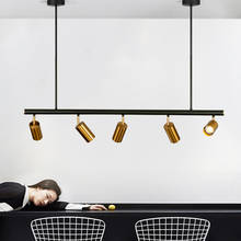 Luminária pendente com abajur dourado, lâmpada led suspensa, candelabro gu10, design moderno para sala de jantar 2024 - compre barato