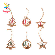 Decoraciones navideñas de madera para el hogar y Año Nuevo, Mini árbol de Navidad, ciervo, decoración para fiesta, 6 unids/set por juego 2024 - compra barato