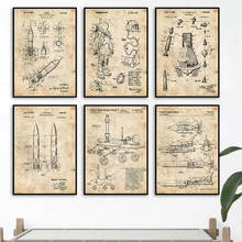 Astronaut Spaceship Patent Blueprint Wall Art Canvas Painting Nordic Posters And Prints Wall Pictures For Living Room Home Decor 2024 - buy cheap