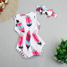 Ropa Bebe Summer Baby Cute Clothes Infant Kids Baby Girls Sleeveless Feather Romper Jumpsuit+headband Baby Girls Clothing Sets 2024 - buy cheap