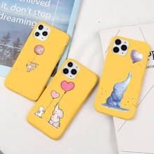 Funda de teléfono con globo, ratón, elefante, conejo, Color caramelo amarillo para iPhone 6, 7, 8, 11, 12 s, mini pro, X, XS, XR, MAX Plus 2024 - compra barato