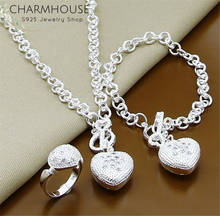 Charmhouse Silver 925 Jewelry Sets For Women Zirconia Heart Pendant Necklace Bracelet Finger Ring 3pcs Rhinestone Jewelry Bijoux 2024 - buy cheap