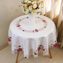 Cubierta de mesa bordada europea, mantel pequeño de tela, redondo, cuadrado, de encaje, Pastoral, flor, Simple, moderno, para mesa de comedor 2024 - compra barato