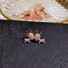 Pendientes de Color oro rosa para mujer, aretes con piedras de circonita ostentosas, joyería coreana 2024 - compra barato