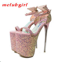 Mclubgirl/Супер Высокий каблук 19 см, сексуальные сандалии для ночного клуба, Женская водонепроницаемая обувь на платформе, размер 43, MJL 2024 - купить недорого