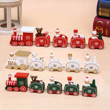 Tren de madera de Navidad pintado, decoración de año nuevo para el hogar, Papá Noel/oso, juguetes para niños, adorno, regalo para niños 2024 - compra barato