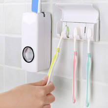 2017 модный автоматический дозатор зубной пасты с пятью держателями для зубных щеток Стенд настенное крепление стеллаж для ванной комнаты 2024 - купить недорого