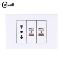 Coswall-tomada de parede elétrica, italiana/chilena, 4 portas usb para carregamento de celular, 118mm x 80mm 2024 - compre barato