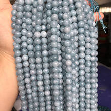 Contas de calcedônia azul jade pedra natural, 4/6/8/10/12mm, redondas, contas soltas para fazer joias, faça você mesmo, pulseira, colar, suprimentos, 15" 2024 - compre barato