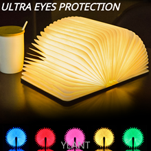 5 cores criativo rgb led livro lâmpada de madeira portátil luz da noite 5v usb recarregável magnético dobrável lâmpada de mesa decoração para casa