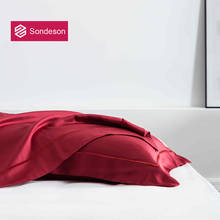 Sondeson-funda de almohada de seda 100% para hombre y mujer, funda de almohada de lujo con bordado de 25 Momme, color rojo vino, piel saludable, regalo 2024 - compra barato